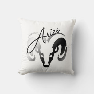Silver Aries the Ram Zodiac Cushion
