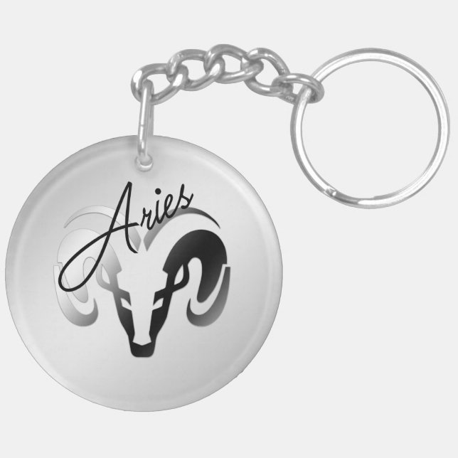 Silver Aries the Ram Zodiac Key Ring (Back Left)