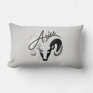 Silver Aries the Ram Zodiac Lumbar Cushion