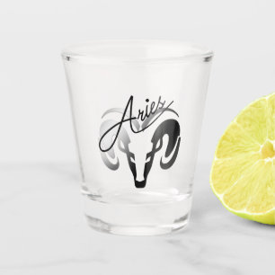 Silver Aries the Ram Zodiac Shot Glass