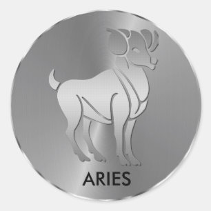 Silver Aries the Ram - Zodiac Sign Classic Round Sticker