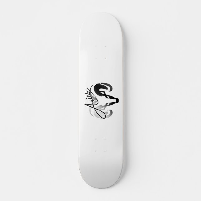 Silver Aries the Ram Zodiac Skateboard (Front)