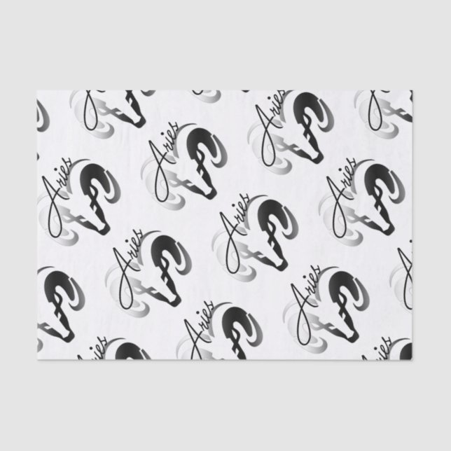 Silver Aries the Ram Zodiac Tissue Paper (Front)