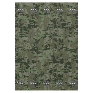 Silver Aries Zodiac Symbol on Green Digital Camo Tablecloth