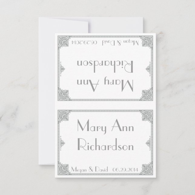 Silver Art Deco - Elegant Wedding Table Cards (Front)