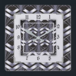 Silver Art Deco Square Wall Clock<br><div class="desc">Great clock design. You will love it like others. Be free to use this design for other product you like or to customise and add your text. Follow me for more. Thank you. Have a nice day.</div>