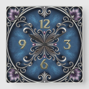 Silver Art Deco Square Wall Clock
