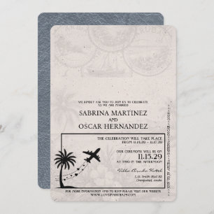Silver Aruba Passport Wedding Invitation