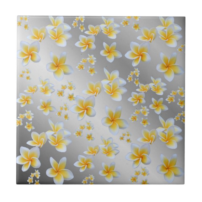 silver,asian, yellow, white, bloom, bright, gold, ceramic tile (Front)