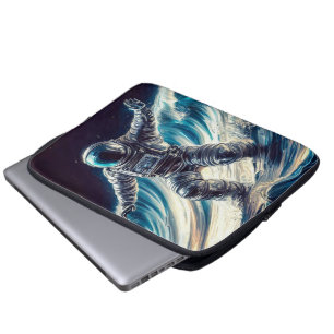 SILVER ASTRONAUT SURFING THE VAULT CELESTIAL LAPTOP SLEEVE