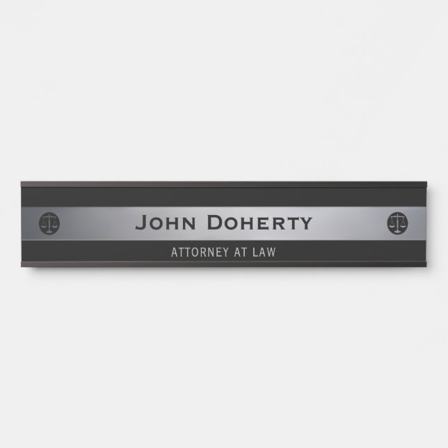Silver ATTORNEY AT LAW | Lawyer Door Sign (Front)