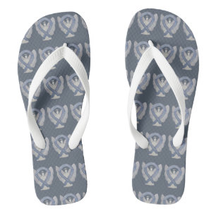 Silver Awareness Ribbon Angel Custom Flip Flops