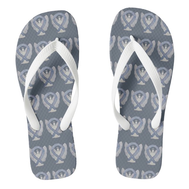Silver Awareness Ribbon Angel Custom Flip Flops (Footbed)