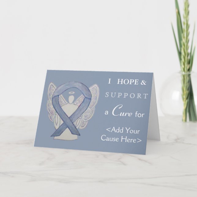 Silver Awareness Ribbon Angel Custom Greeting Card (Front)