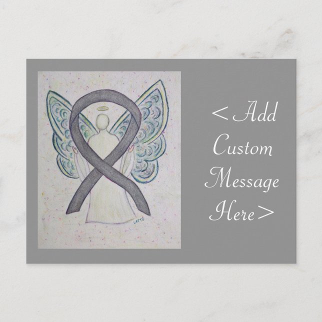Silver Awareness Ribbon Angel Custom Postcard (Front)