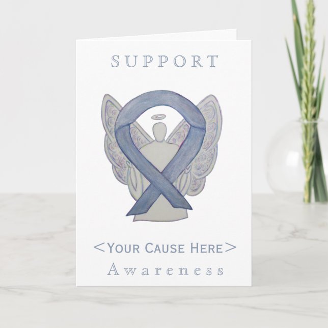 Silver Awareness Ribbon Angel Customised Card (Front)