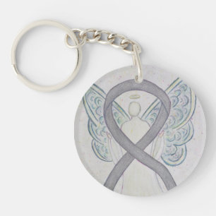 Silver Awareness Ribbon Angel Customised Key chain