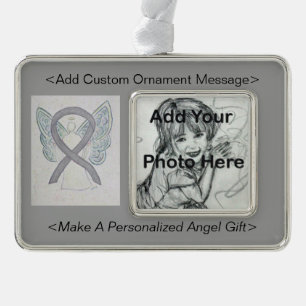 Silver Awareness Ribbon Angel Ornament