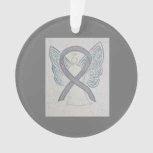Silver Awareness Ribbon Angel Ornaments