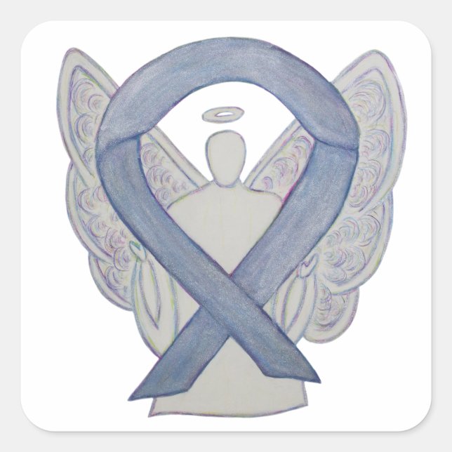 Silver Awareness Ribbon Angel Sticker Decals (Front)