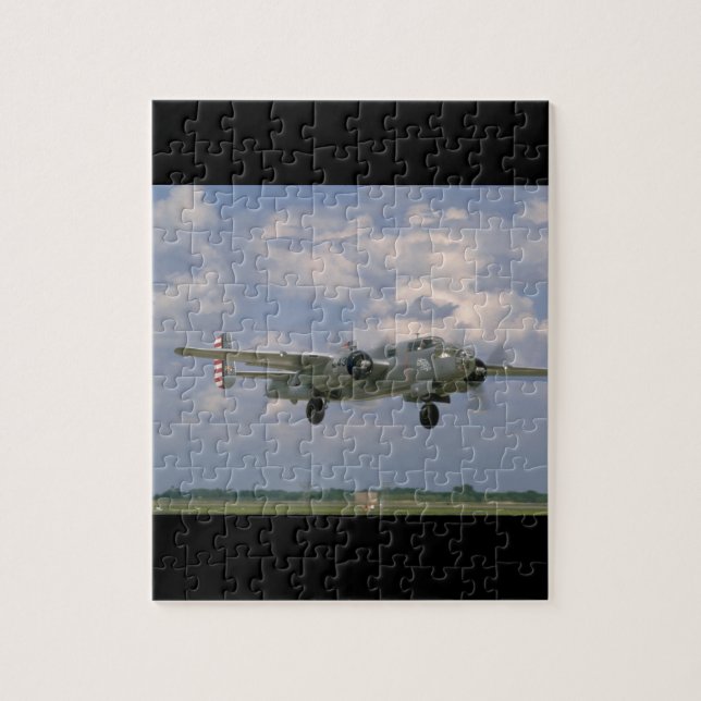 Silver B25. (plane;b25_WWII Planes Jigsaw Puzzle (Vertical)