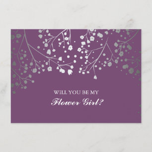 Silver Baby's Breath Wedding Flower Girl Invite