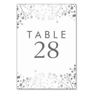 Silver Baby's Breath Wedding Table Number