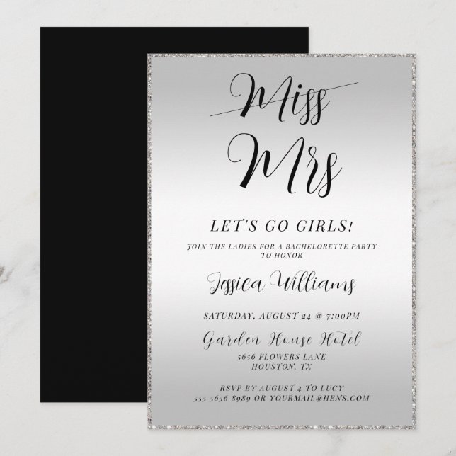Silver Bachelorette Invitation (Front/Back)