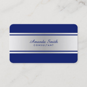 Silver Badge Simple Navy Blue Elegant Professional Business Card