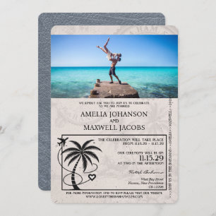 Silver Bahamas Passport Wedding Invitation