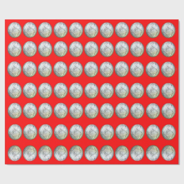 Silver Balls on Red Wrapping Paper (Flat)