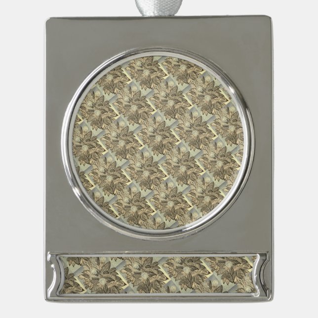 Silver Basket without Handle Plated Banner Ornament (Front)