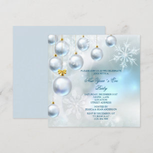 Silver Baubles & Snowflakes New Year´s Eve Party Invitation