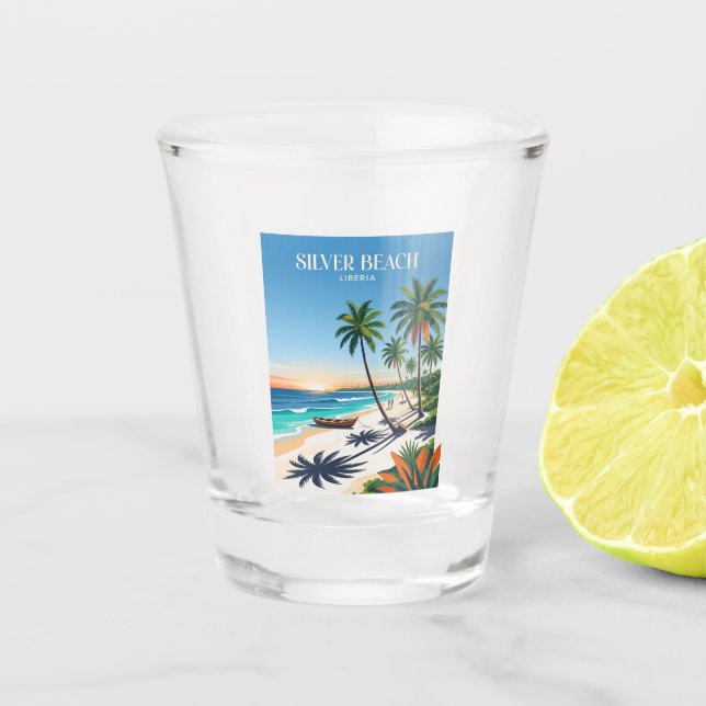 Silver Beach Liberia Shot Glass (Front)