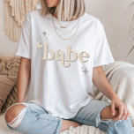 Silver BEIGE Disco Babe Bridal Party hen DO Shirt<br><div class="desc">Step back in time with our Retro Disco Ball Bridal Shower Invitations & Decor collection. Immerse yourself in the nostalgia of the 70s with muted beige and grey arches, enhanced by groovy silver glitter fonts. The iconic retro disco ball takes centre stage, evoking an era of disco glamour, all while...</div>