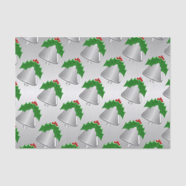 Silver Bell Silver Coloured Christmas Tissue Paper (Front)