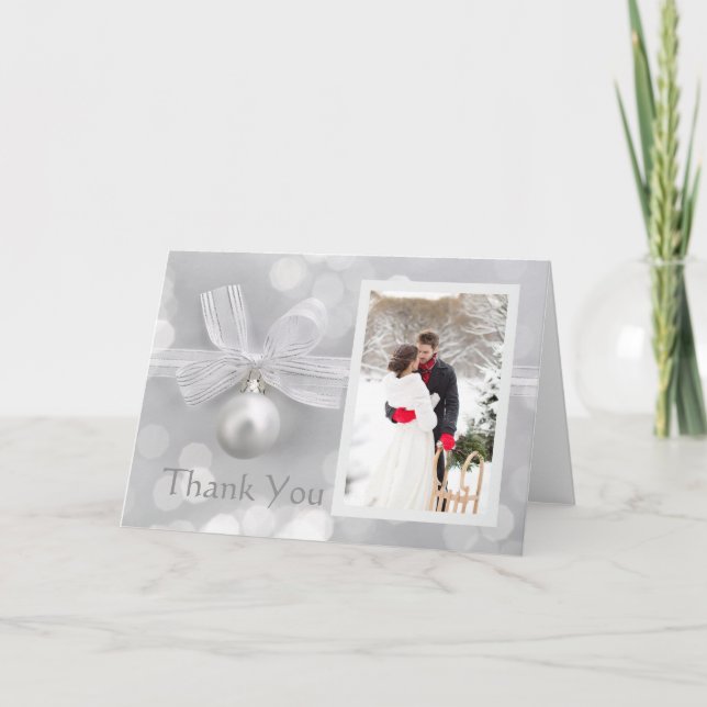 Silver Bell Wedding Photo Thank You (Front)