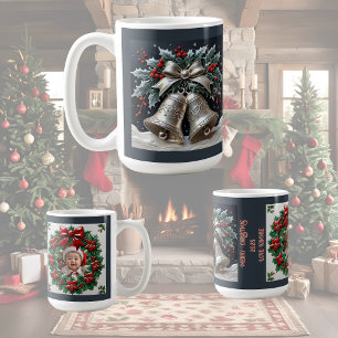 Silver Bells and Holly Christmas Customisable Coffee Mug