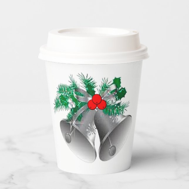 Silver Bells and Holly Paper Cups (Front)
