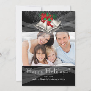 Silver Bells Christmas Holiday Family Photo Card