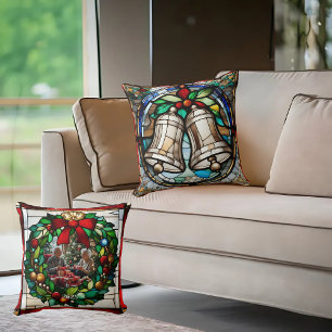 Silver Bells Faux Stained Glass Cushion