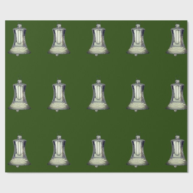 Silver Bells Green Wrapping Paper (Flat)