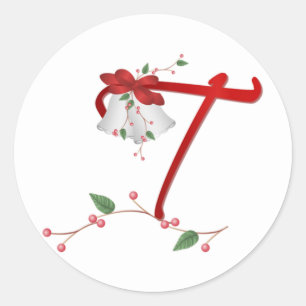 Silver Bells Initial T Round Stickers