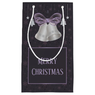 Silver Bells & Purple Bow Small Gift Bag