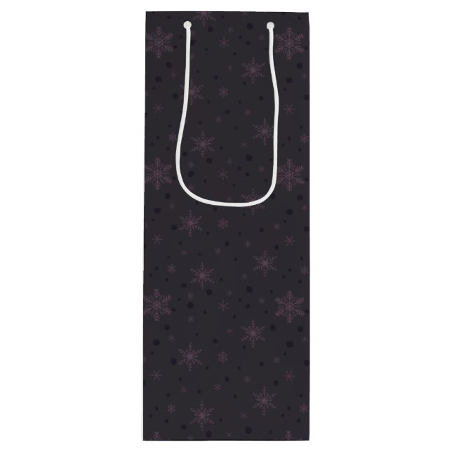 Silver Bells & Purple Bow Snowflakes Wine Gift Bag (Front)