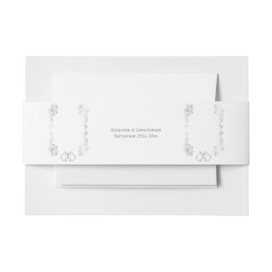 Silver Bells Scrollwork Design Wedding Invitation Belly Band