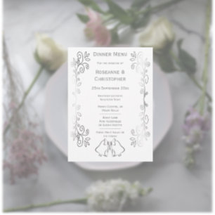 Silver Bells Scrollwork Design Wedding Menu