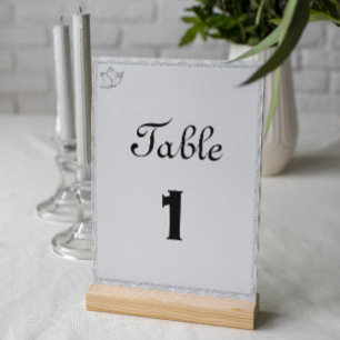 Silver Bells Symphony Wedding Reception Table Number