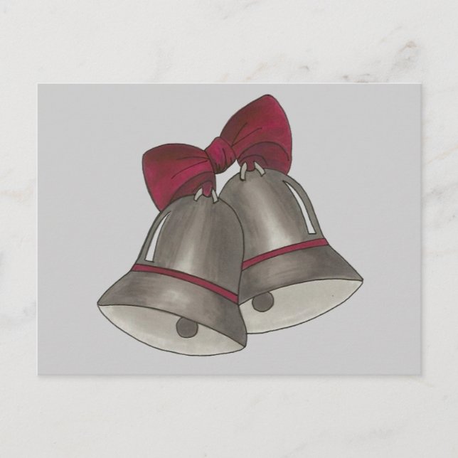 Silver Bells Wedding Bell Save the Date Postcards (Front)