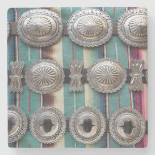 Silver belts for sale, Santa Fe, New Mexico. USA Stone Coaster